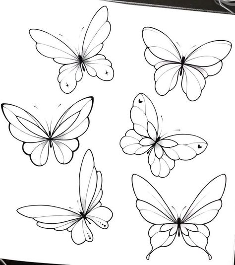 Retro Flower Painting Ideas, Butterflies And Flowers Drawing, Butterfly Art Simple, Simple Butterfly Drawing Outline, Butterfly Tattoo Designs Drawing, Line Work Butterfly, Butterfly Design Drawing, Simple Butterfly Drawing, Floral Drawing Design