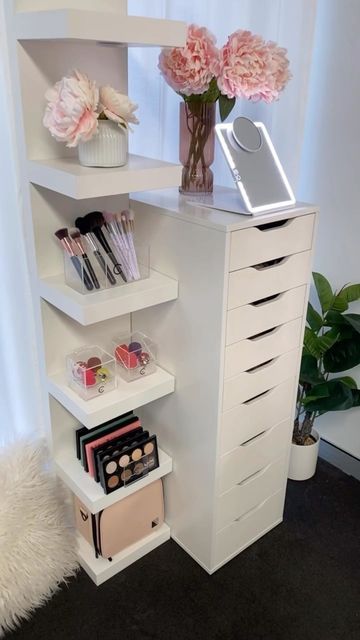 Drawer Set Bedrooms, Ikea Make Up Storage, Vanity Collections, Drawer Ideas Bedroom, Alex 9 Drawer Organization, Shelf With Drawers, Lack Shelf Decor Bedroom, Alex Drawer Decor, Ikea Display Shelf