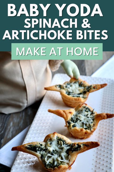 Star Wars Baking, Spinach Artichoke Bites, Star Wars Themed Food, Star Wars Dessert, Artichoke Bites, Star Wars Snacks, Star Wars Party Food, Spinach Bites, Star Wars Marathon