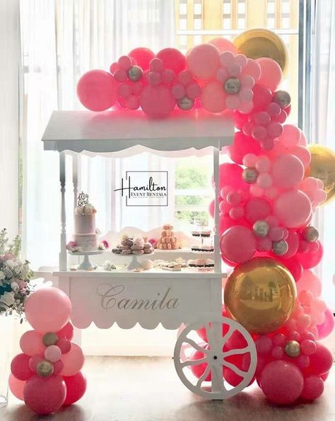 Candy Cart Decoration, Wedding Cart, Wedding Candy Cart, Party Rental Ideas, Sweet Cart, Sweet Carts, Sweet Bar, Candy Cart, Candy Sweet