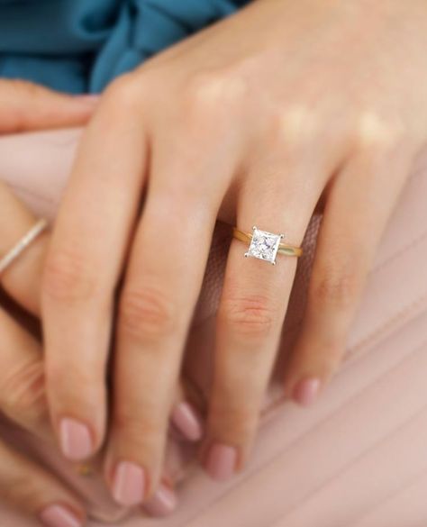 Solitaire Bands, Diamond Ring Princess Cut, Princess Cut Moissanite, White Gold Solitaire, Gold Solitaire Ring, Moissanite Diamond Rings, Round Moissanite, Marriage Proposals, Gemstone Engagement Rings