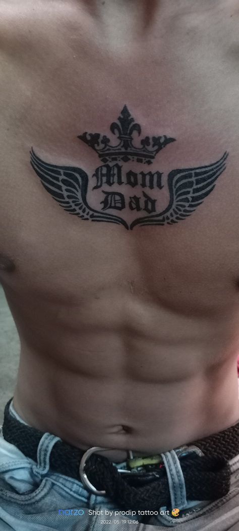 Tattoo Chest Men, Mom Dad Tattoo, Tattoo Chest, Dad Tattoo, Dad Tattoos, Tattoo Art, Mom Dad, Mom And Dad, Tattoo Quotes