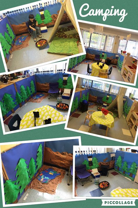 Camping Imaginative Play, Preschool Homecorner Ideas, Camping Dramatic Play Ideas, Preschool Imaginative Play, Camping Role Play Eyfs, Prek Camping Theme Classroom, Camping Role Play Area, Campsite Dramatic Play Preschool, Camping Dramatic Play Center