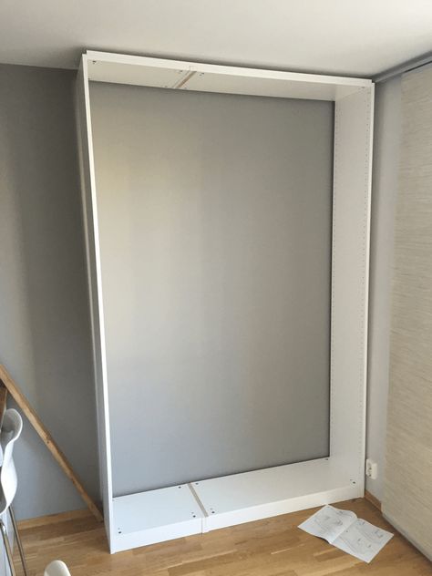 We hid a full size Murphy Bed in our IKEA closet - IKEA Hackers Murphy Bed Ikea Hack, Ikea Murphy Bed Hack, Murphy Bed Hack, Ikea Murphy Bed Hack Diy, Ikea Murphy Bed, Bed In A Closet, Murphy Bed Kits, Pax Closet, Closet Ikea