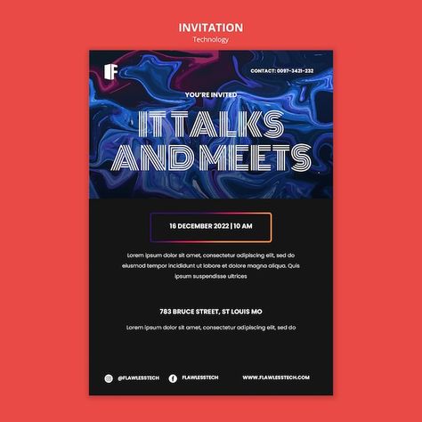 PSD flat design technology template | Premium Psd #Freepik #psd #technology-social-media #event-invitation #festival-invitation #event-design Invitation Card Design Event, Festival Invitation, Tech Event, Event Invitation Design, Technology Template, Media Event, Business Poster, Design Technology, Book Art Diy