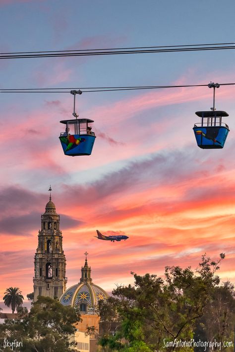 https://flic.kr/p/2jJBCa7 | San Diego from Above | After being closed all summer, the Skyfari aerial tram at the San Diego Zoo re-opened recently. From the tram you can get amazing views of the Zoo, nearby Balboa Park and occasionally a colorful Southwest Airlines Boeing 737 airplane. I took this composition on 9/13/2020, but the scene was void of any color and clouds so I composited in this dramatic sky. Bored at home, check out my fine art prints: www.SamAntonioPhotography.com Photo copyri Crystal Pier San Diego, Summer In San Diego, San Diego Zoo Aesthetic, San Diego Beaches, San Diego Activities, San Diego Neighborhoods, San Francisco Zoo, Napa Trip, Moving To San Diego