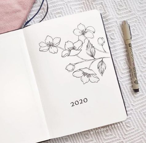 31 Simple Flower Bullet Journal Theme Ideas - Bullet Planner Ideas Journal Drawing Ideas, Bullet Journal Simple, Bu Jo, Journal Drawing, Bullet Journal Cover Page, Creating A Bullet Journal, Bullet Journal Cover Ideas, Journal Bullet, Bullet Planner