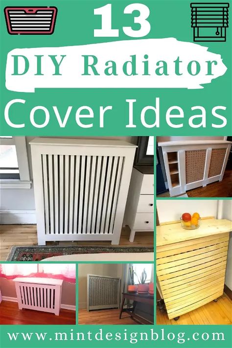 Radiator covers are used to prevent heat from radiators in the room from being dispersed into the rest of the room, but they can also be used as a fun and functional way to add some color and style to your space. Heating Radiator Cover, Creative Radiator Covers, Radiator Cover Ideas Bathroom, Simple Radiator Cover, Cast Iron Radiator Covers, How To Decorate Around Radiators, Gas Wall Heater Cover Ideas, Radiator Cover Ideas Bedroom, Covering Radiator Ideas