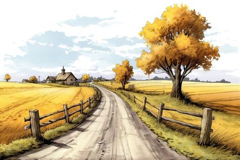 Country road drawing isolated on white background. Generated by AI royalty free stock image Road Drawing, Forest Drawing, Watercolor Art Landscape, Dark Art Photography, Illustration Ideas, Vintage Drawing, House Drawing, Pencil Art Drawings, Art How