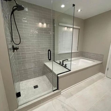 Small Steam Showers Bathroom Master Bath, Walk In Shower Layout, Showers With Windows In Them, Bathroom Jacuzzi Tub Ideas, Bathtub Combo, Shower Layout, Shower Bath Combo, Jacuzzi Bathroom, Bathtub Shower Remodel