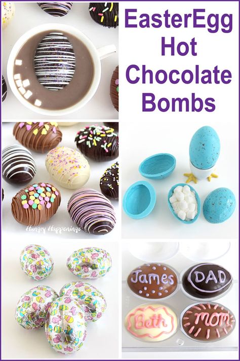 Easter Egg Hot Chocolate Bombs - milk, dark. and white chocolate, speckled robins' eggs, personalized chocolate eggs, foil wrapped eggs Ant Spray, Diy Hot Chocolate, Chocolate Sculptures, Hot Cocoa Mix, Chocolate Crafts, Chocolate Diy, Edible Crafts, Chocolate Candy Melts, Easter Eggs Chocolate