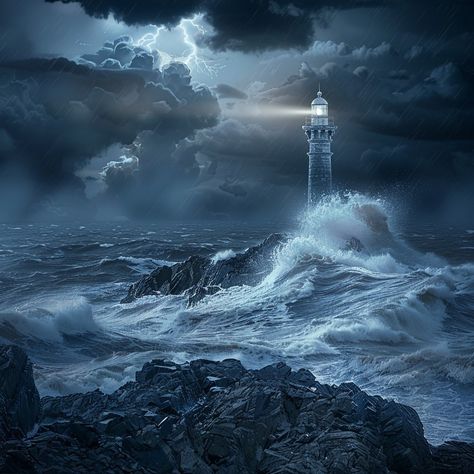 🌊 Amidst the stormy seas and roaring waves, a beacon of hope shines bright. The lighthouse stands as a steadfast guardian, lighting the path for those lost in the tempest. 🌩️✨ #GuidingLight #OceanStorm #LighthouseInTheDark #NaturePower #BeaconOfHope #StormySeas #MaritimeMajesty Ocean Storm, Stormy Seas, The Tempest, Stormy Sea, Beacon Of Hope, The Lighthouse, Lighthouse, The Darkest, Lost