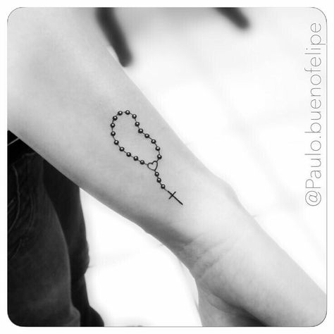 225+ Cute Rosary Tattoos Ideas and Designs (2023) - TattoosBoyGirl Rosary Tattoo Design, Rosary Tattoo Wrist, Tattoo Rosary, Rosary Tattoos, Crucifix Tattoo, Small Rosary, Rosary Tattoo, Small Tattoos With Meaning, Religious Tattoos