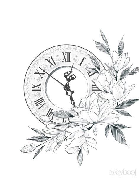 225+ Clock Tattoos Ideas and Designs (2023) - TattoosBoyGirl Clock Tattoo With Flowers, Clock With Flowers Tattoo, Clock Time Tattoo, Clock Tattoo Design Women, Flower Clock Tattoo, Tatto Clock, Clock Tattoo Stencil, Clock Face Tattoo, Clock Tattoo Designs