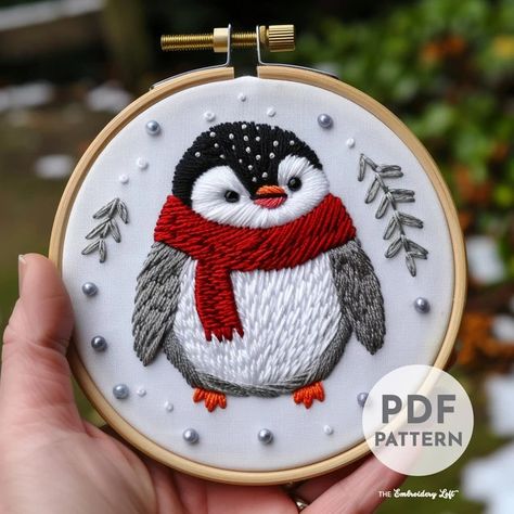 TheEmbroideryLoftCo - Etsy Canada Penguin Embroidery, Embroidery Hand, Cute Penguin, Hand Embroidery Pattern, Holiday Magic, Christmas Embroidery, Embroidery Pattern, Winter Season, Hand Embroidery