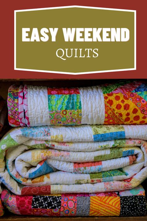 Discover delightful patterns for easy weekend quilts. Transform your weekends into creative adventures with simple, step-by-step instructions. Choose from a variety of charming designs and create cozy quilts effortlessly. Elevate your quilting experience with these accessible and rewarding patterns. Couture, Patchwork, Easy Boho Quilt Patterns, Quick Quilts Easy, Weekend Quilts Easy, Quilting Easy Beginner, Omg Quilt Pattern, Quilt In A Weekend Patterns, Homemade Quilts Patterns