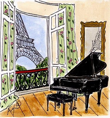 Lilly Aesthetic, Room In Paris, Piano Pictures, Parisian Art, Paris Illustration, Piano Art, Grand Piano, Paris Art, The Eiffel Tower