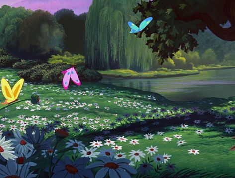 Alice In Wonderland 1951, Disney Version, Disney Background, White Rabbits, Old Disney, Disney Aesthetic, Disney Alice, Disney Springs, Animation Background