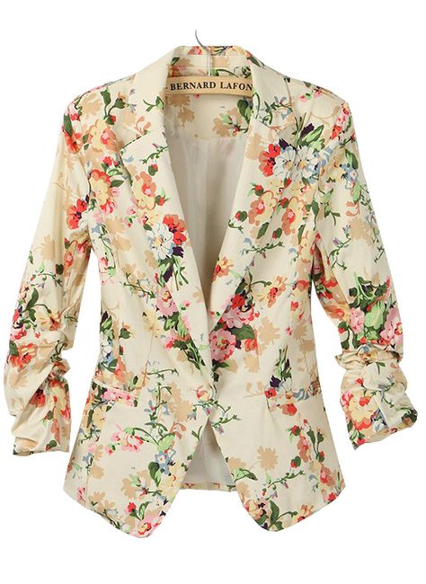 Wednesdays - This would look quite unique but a gorgeous statement teamed with a plain white 50's tea length dress. Maybe an idea for a bridal outfit too? Floral Print Blazer, Work Blazer, Maxi Rok, Floral Blazer, Floral Jacket, Printed Blazer, Blazers For Women, Primavera Estate, Look Fashion