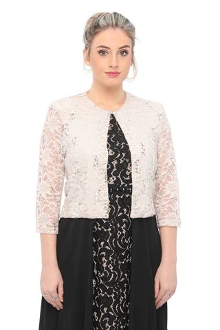 Buy Party Dresses For Women - Cocktail Dresses - SleekTrends Bolero Jacket Outfit, Lace Jacket Outfit, Lace Bolero Jacket, Lace Shrug, Dressy Jackets, Women Dress Online, Formal Jacket, Lace Bolero, Floral Dress Casual