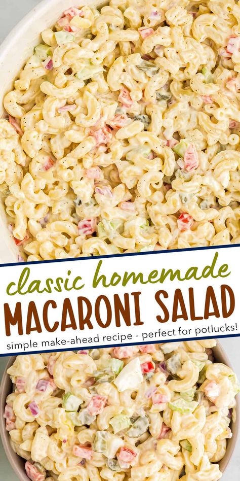 Classic Macaroni Salad - The Chunky Chef Veggie Macaroni Salad, Cold Macaroni Salad Recipe, Homemade Macaroni Salad, Apartment Meals, Macaroni Salads, Quick Foods, Easy Macaroni Salad, Classic Macaroni Salad, Cold Salads