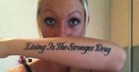 Spelling mistakes are one thing, but spelling mistakes on your face take it to a whole new level of fail... Worlds Worst Tattoos, Misspelled Tattoos, Tattoos Gone Wrong, Tattoo Nightmares, Tattoo Mistakes, Terrible Tattoos, Strong Tattoos, Boys With Tattoos, Symbolic Meanings