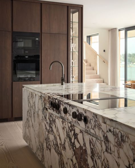 Kitchens By Paul | The Calacatta viola marble offers an elegant contrast against the bold walnut in our clients new space 💫 Photos by @kronfoto… | Instagram Marble Viola Kitchen, Statement Marble Kitchen, Calacatta Viola Kitchen, Award Winning Kitchen Design, Interior Design Mistakes, Calacatta Viola Marble, Viola Marble, Calacatta Viola, Good Intentions