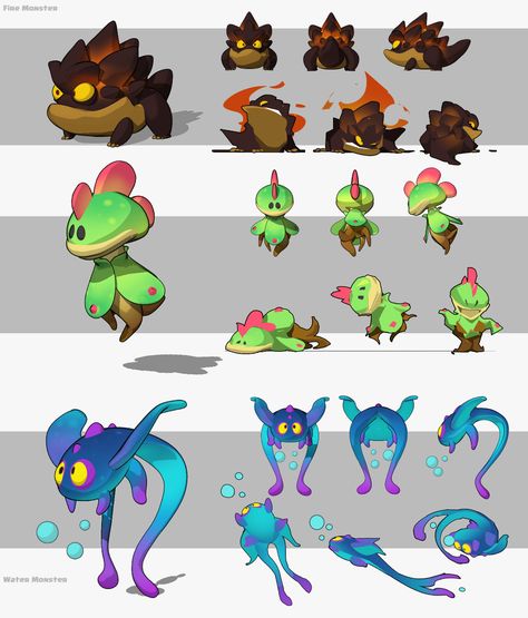 ArtStation - little monster pratice Plant Monster, Alien Character, Cute Alien, Monster Characters, Cartoon Monsters, Alien Concept Art, Concept Art Character, Fantasy Creatures Art, Game Character Design