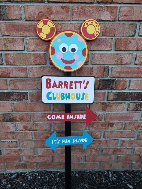 Personalized Mickey Mouse Clubhouse Party Sign - Etsy Mickey Bday Party, Mickey Mouse Birthday Decorations Ideas, Mickey Mouse 2nd Birthday Decorations, Mickey Funhouse Birthday, Mickey Mouse Birthday Activities, Mickey Mouse Clubhouse Birthday Party 1st, Oh Toodles Birthday Boys, Mickey Mouse Decorations Birthday, Mickey Mouse 2nd Birthday Party Boys