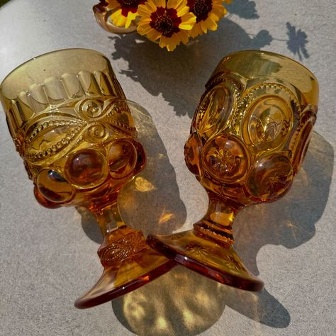 🍂 Set of 3 Rare Vintage Mismatched Amber Goblets ~ LE Smith, Mosser, & Indiana Glass Co. ~ $38 + shipping (or local pickup) ~ or $16 each! - #trending #viral #instagram #love #explorepage #explore #instagood #fashion #follow #tiktok #like #photography #glass #trend #instadaily #memes #music #style #trendingnow #antique #foryou #likes #photooftheday #insta #midcentury #vintage #glassware #70s #disco #interiordesign Amber Goblets, Amber Glassware, Follow Tiktok, 70s Disco, Indiana Glass, Vintage Glassware, Indiana, Amber, Memes