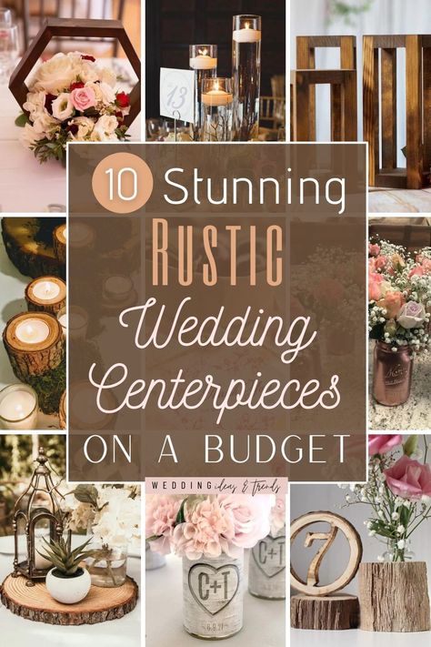 You want to stand out at your country-themed wedding, but your budget might not allow for extravagant floral displays. With these 10 amazing rustic wedding decorations, your guests will think you spent tons of money. From lantern and mason jars with floral arrangements to farmhouse wood centerpieces and tree stumps candle holders. Here are 10 country rustic wedding centerpieces on a budget that will help you find inspiration for your wedding table design. Wedding Centerpieces On A Budget, Centerpieces On A Budget, Country Rustic Wedding, Modern Home Offices, Diy Paper Flowers, Elegant Weddings, Vintage Suitcases, Rustic Wedding Centerpieces, Outdoor Wedding Decorations