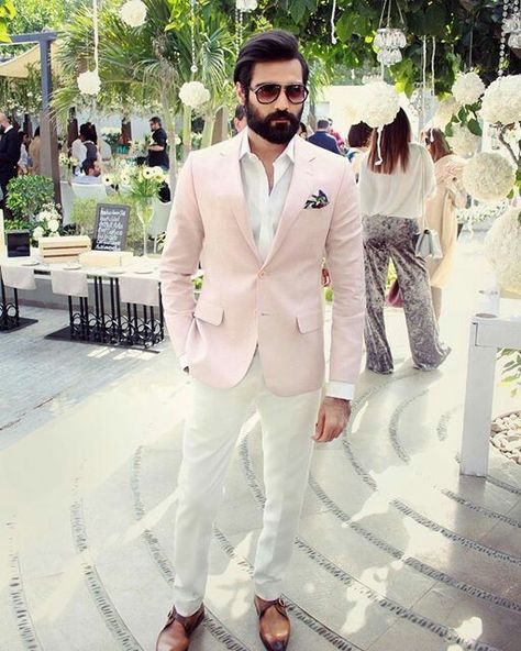 Why are you sooo perfect Pink Blazer With White Pants, Pink Blazer Men, Hasnain Lehri, Blazer Outfits For Men, Engagement Couple Dress, Pink Suit Men, Sf Fashion, Reception Suits, Pink Shirt Men