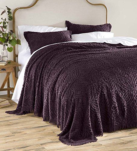 Plow & Hearth Tufted Chenille Cotton King Bedspread, Eggplant Pineapple Room, Linen Bedding Natural, Twin Bedspreads, Queen Bedspread, Ring Pattern, Queen Size Blanket, Purple Bedding, Chenille Bedspread, Coverlet Bedding