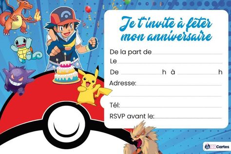 Invitation anniversaire Pokémon Carton Invitation, Lego, Pokemon, Pokémon