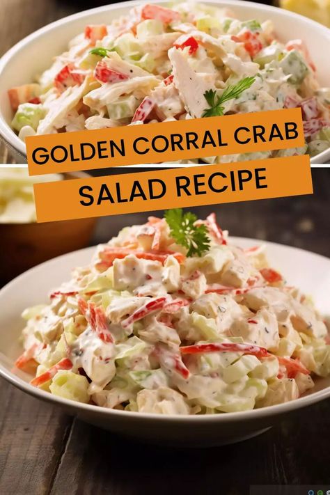 Golden Corral Ranch Dressing Recipe, Fake Crab Salad Recipe, Golden Corral Crab Salad, Golden Corral Crab Salad Recipe, Crab Meat Salad, Golden Corral, Crab Salad Recipe, Sea Food Salad Recipes, Coleslaw Salad