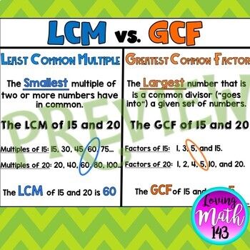 Least Common Multiple (LCM) vs. Greatest Common Factor (GCF) Anchor Chart Lcm Gcf Anchor Chart, Lcm And Gcf Anchor Chart, Least Common Multiple Anchor Chart, Greatest Common Factor Anchor Chart, Gcf And Lcm Anchor Chart, Gcf Anchor Chart, Factor Anchor Chart, Lowest Common Multiple, Lcm And Gcf