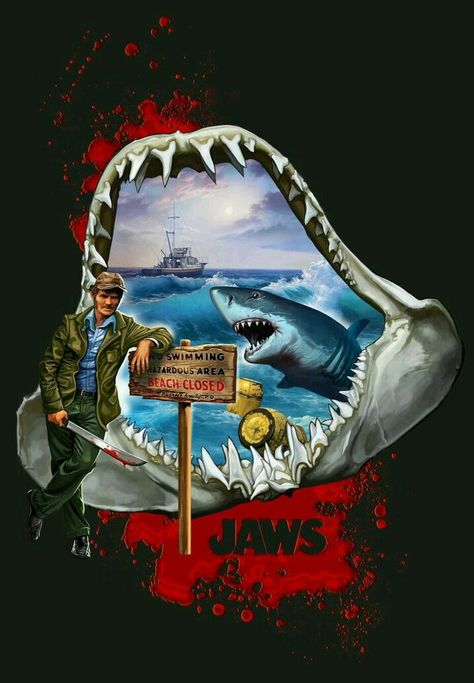 Jaws Wallpaper, Jaws 1975, Jaws Movie, Movie Artwork, Shark Art, Kodak Moment, Movie Covers, Horror Movie Art, Horror Movie Posters