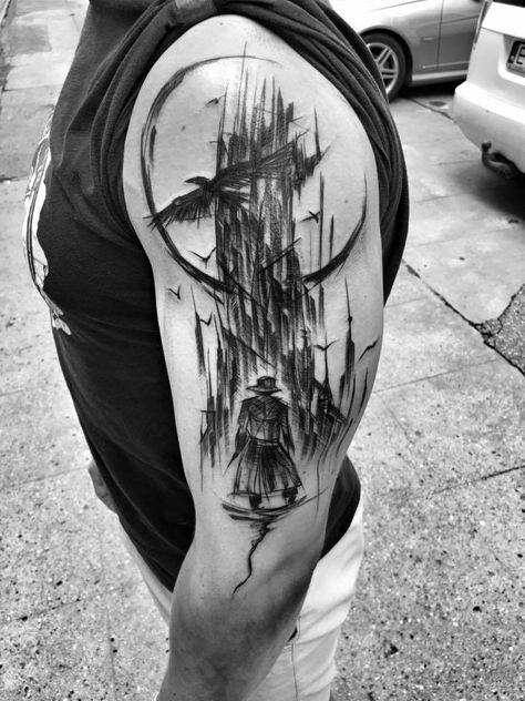 Inez Janiak sketch tattoos Dark Tower Tattoo, Stephen King Tattoos, Dark Tattoo Ideas, Tower Tattoo, Castle Tattoo, Sketch Style Tattoos, King Tattoos, Tattoo Cover Up, The Dark Tower