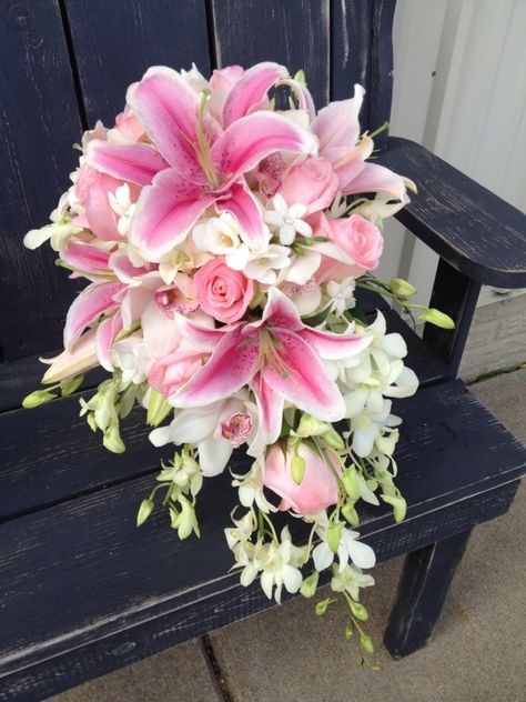 Stargazer Lily Bouquet, White Orchid Bouquet, Orchid Bouquet, Lily Wedding, Lily Bouquet, Stargazer Lily, Boquette Flowers, A Bouquet Of Flowers, Beautiful Bouquet Of Flowers