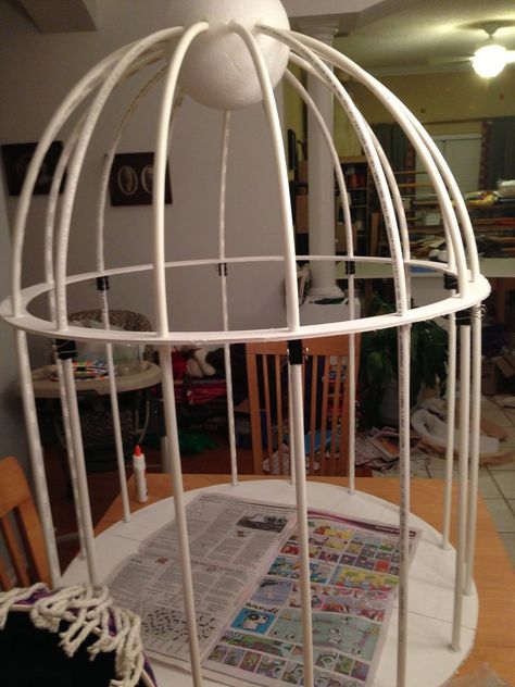 Bird in a Cage : 3 Steps - Instructables Diy Bird Cage, Once Upon A Mattress, Bird In A Cage, Pvc Pipe Projects, Pvc Projects, Bird Cage Decor, Plastic Trim, Diy Birds, Halloween Costume Contest