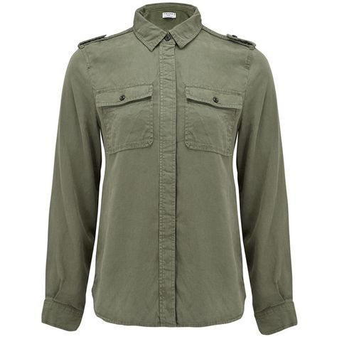 Frame Denim Le Military Shirt - Military Green ($295) ❤ liked on Polyvore featuring tops, shirts, military green, pleated top, long sleeve shirts, utility shirt, army green top and long-sleeve shirt Ms Trunchbull, Military Green Shirt, Military Style Shirts, Olive Green Top, Olive Green Shirt, Olive Shirt, Green Long Sleeve Shirt, Military Shirt, Utility Shirt