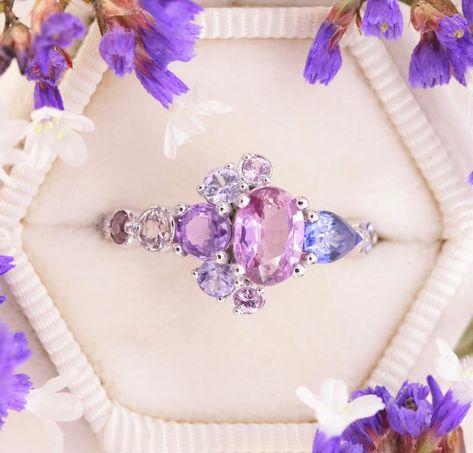 Crescent Ring, Cute Engagement Rings, Engagement Ring Unique, Flower Engagement Ring, Purple Diamond, Pink Sapphire Ring, Pear Engagement Ring, Cluster Engagement Ring, Unique Ring