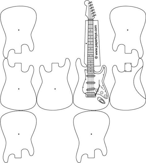 Plantilla para hacer una guitarra en fieltro Paper Guitar, Guitar Template, 3d Pen Stencils, 3d Drawing Pen, 3d Templates, Music Cake, Pop Up Card Templates, Miniature Guitars, Dremel Tool