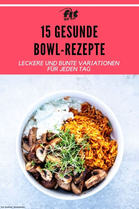 Bowls lassen sich beliebig mit gesunden Zutaten zusammenstellen und sind ein leckeres und gesundes Mittag- oder Abendessen. Wir haben für dich 15 gesunde Bowl-Rezepte in unserer Galerie zusammengestellt. Ob mit Fleisch, vegan oder süß – bei diesen schnellen Bowl Rezepten wirst du sicher fündig. Asia Bowl, Bowl Meal Prep, Salat Bowl, Fat Burning Snacks, Protein Bowl, Healthy Bowl, Protein Bowls, Veggie Bowl, Power Foods