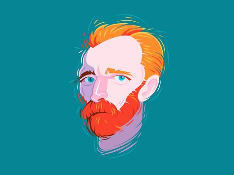 Van Gogh by Rich Stromwall on Dribbble Primary School Art, Dali Paintings, Vincent Van Gogh Art, Arte Van Gogh, Van Gogh Paintings, Van Gogh Art, Artist Illustration, Vincent Van, Portrait Illustration