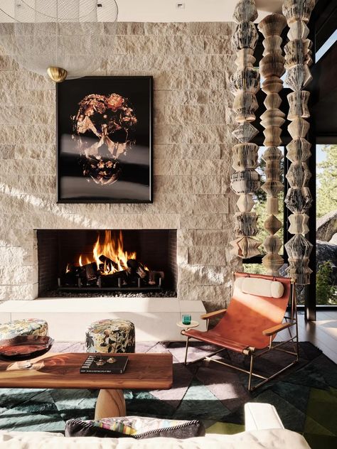 Living Room by Fern Santini, Inc. | 1stDibs Bohemian Living Room, Sling Chair, Functional Art, Lake Tahoe, Fern, Interior And Exterior, Portfolio, Lake, Living Room