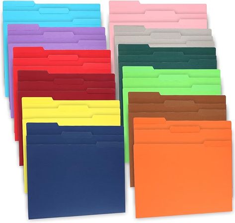 Amazon.com : EOOUT 36pcs File Folders Letter Size, 12 Assorted Colors File Folders for Documents 1/3-Cut Tabs Manila Folders 9.5 x 11.5 Inches for Notes Office School Home : Office Products Home Office Products, Manila Folder, Office Paper, File Folders, File Folder, Office Organization, Office Products, Office School, Letter Size