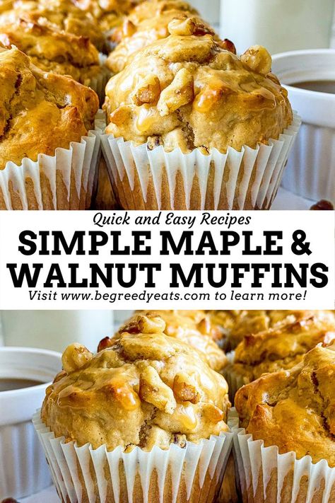 Pecan Muffins Recipe, Maple Muffins, Easy Muffin Recipe, Savory Cupcakes, Maple Recipes, Pecan Muffins, Walnut Muffins, Maple Butter, Simple Muffin Recipe