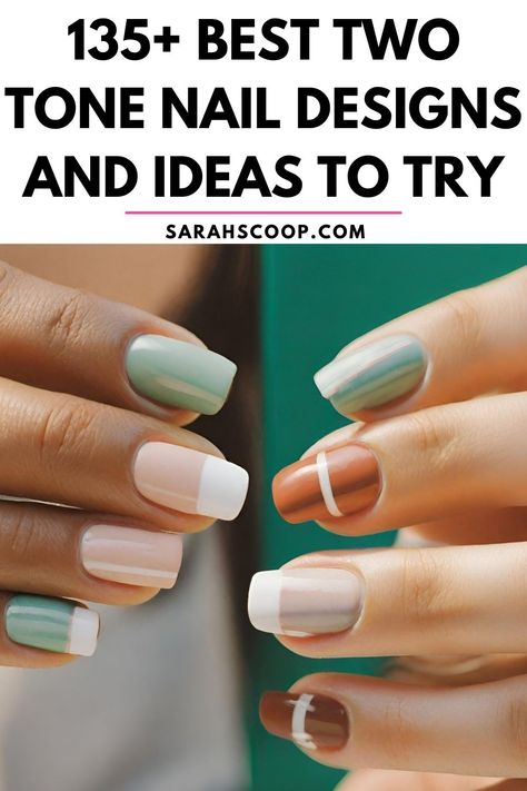 Dive into the world of colors with these impressive 135+ two-tone nail designs. Unleash your creativity and get inspired to try something new on your nails.#TwoToneNails #NailArtTrends #NailDesigns #BeautyInspiration 2 Tone French Manicure, Two Toned Nails Designs, 2 Tone Nails Designs, Color Block Nails Designs, Two Tone Nail Designs, Colour Block Nails, Colorblock Nails, Two Tone Nails, Monster Nails