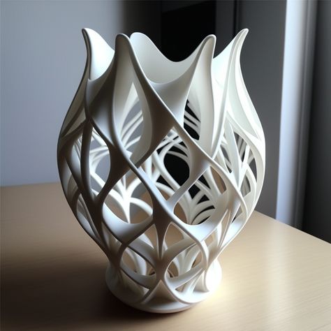 3D printable aprametric vase. Insane design of a 3D printable parametric vase. PLA 3d Forms Design, Parametric Product, Biomimicry Design Products, 3d Printed Vase, Interior Design Visual Presentation, 3d Printed Fabric, Cool 3d Prints, 3d Printed Art, 3d Printing Toys